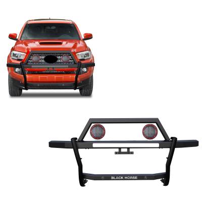 Black Horse Off Road - Black Horse RAGT01-PLFR Rambler Grille Guard 5.3" LED's for 05-23 Toyota Tacoma