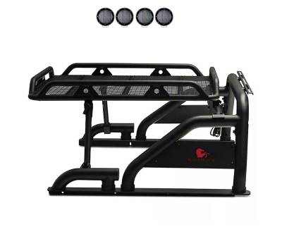 Black Horse Off Road - Black Horse WRB-001BK-PLFB Warrior Roll Bar w/5.3" Black for RAM F150 GM
