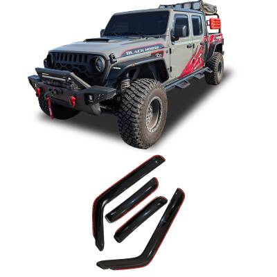 Black Horse Off Road - Black Horse 1494811IN In-Channel Rain Guard for 18-24 Jeep Wrangler JL 4DR