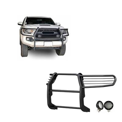 Black Horse Off Road - Black Horse 17A096402MA-PLFB Black Grille Guard w/LED for 16-23 Toyota Tacoma