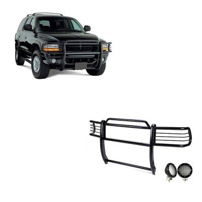 Black Horse Off Road - Black Horse 17BH23MA-PLFB Black Grille Guard w/LED for Dodge Dakota & Durango
