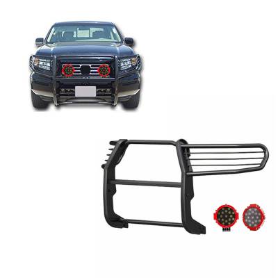 Black Horse Off Road - Black Horse 17A152500A1MA-PLR Black Grille Guard w/LED for 06-14 Honda Ridgeline