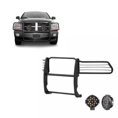 Black Horse Off Road - Black Horse 17DG105MA-PLB Black Grille Guard w/LED for RAM 1500/2500/3500