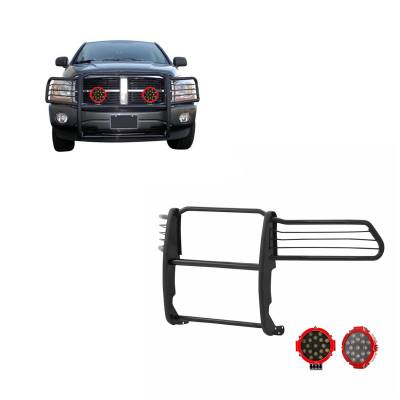 Black Horse Off Road - Black Horse 17DG105MA-PLR Black Grille Guard w/LED for RAM 1500/2500/3500
