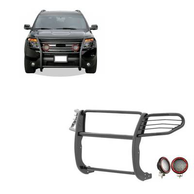 Black Horse Off Road - Black Horse 17FJ30MA-PLFR Black Grille Guard w/LED for 16-19 Ford Explorer