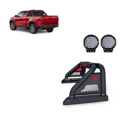 Black Horse Off Road - Black Horse RB07MT-PL69B Pro Roll Bar Kit w/9" LED Black for 05-21 Frontier