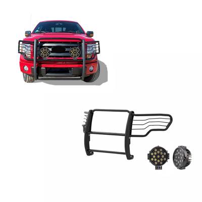Black Horse Off Road - Black Horse 17FP30MA-PLB Black Grille Guard w/LED for 09-14 Ford F150