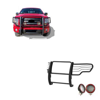 Black Horse Off Road - Black Horse 17FP30MA-PLFR Black Grille Guard w/LED for 09-14 Ford F150