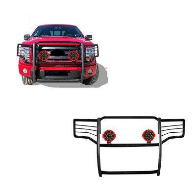 Black Horse Off Road - Black Horse 17FP30MA-PLR Black Grille Guard w/LED for 09-14 Ford F150