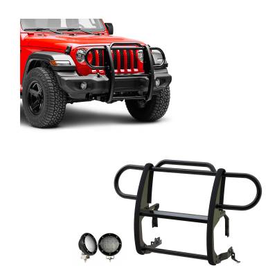 Black Horse Off Road - Black Horse 17JPJLMA-PLFB Black Grille Guard w/LED for Jeep Gladiator/Wrangler