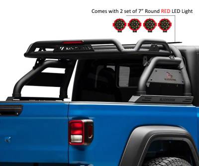 Black Horse Off Road - Black Horse ATRB9BK-PLR Atlas Roll Bar Kit 7.0" Black for 20-25 Jeep Gladiator