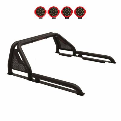 Black Horse Off Road - Black Horse GLRB-05B-PLR Roll Bar w/7.0" Red LED Lights for 05-21 NissanFrontier