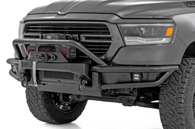 Rough Country Suspension Systems - Rough Country 51214W Tubular Front Winch Bumper Black for 19-24 RAM 1500