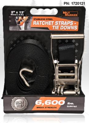 Mile Marker - Mile Marker 1720121 Heavy Duty 2" x 12' Stainless Ratchet Strap 1Pc