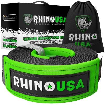 Rhino USA - Rhino USA G-TOWSTRAP Recovery Tow Strap 3"x20' Black