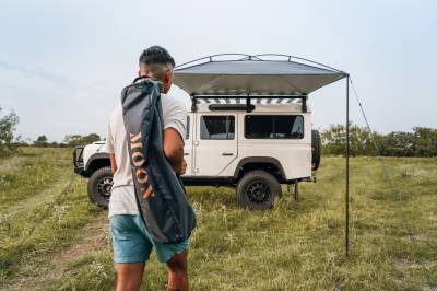 Moon Fab - Moon Fab HG-MSO-SHDOR-SB MoonShade Sun Shade Canopy 9'x7' Truck Van Awning Gray