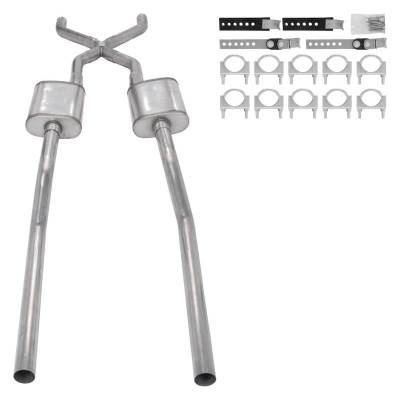 Pypes Performance Exhaust - Pypes SGT77 Crossmember-Back Exhaust Kit w/o Mufflers for 55-59 GM 2WD Truck
