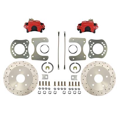 Leed Brakes - Leed Brakes RRC0019X Rear Disc Brake Kit w/Drilled Rotors & Red Calipers