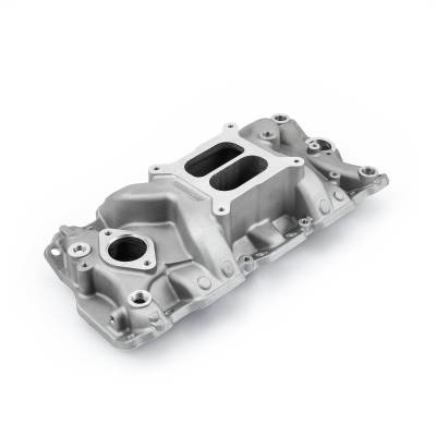 Speedmaster - Speedmaster 1-147-079 LowRise+ Non EGR Intake Manifold Satin for 57-95 Chevy SBC