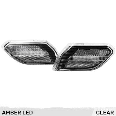 Recon - Recon 264149CL LED Front Side Fender Lenses Clear/Amber for 18-25 Wrangler JL