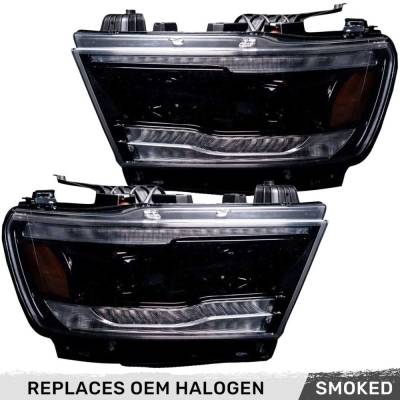 Recon - Recon 264376BKCS Projector HeadLights Smoked Lens for 19-23 RAM 1500