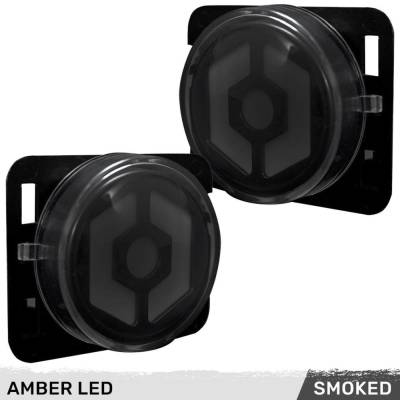 Recon - Recon 264335BK LED Front Side Fender Lenses Smoked/Amber for 07-18 Wrangler JK