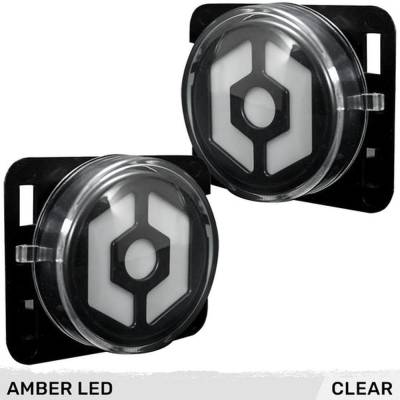 Recon - Recon 264335CL LED Front Side Fender Lenses Clear/Amber for 07-18 Wrangler JK