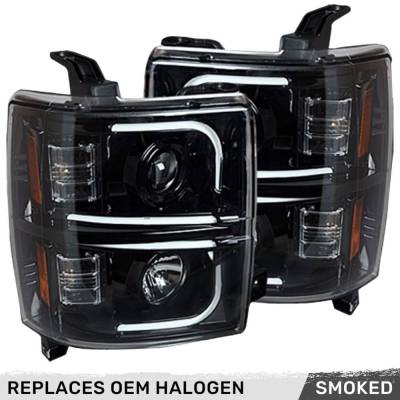 Recon - Recon 264275BKC Projector HeadLights Smoked Lens for 14-16 Silverado 1500