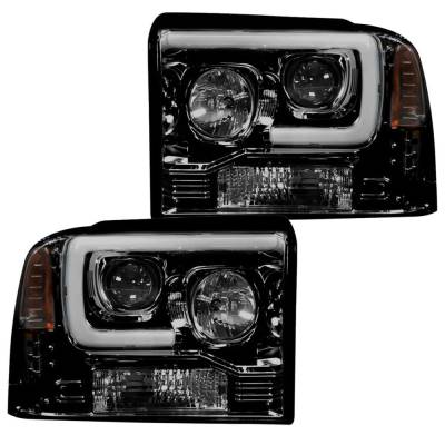 Recon - Recon 264193BKC Projector HeadLights Smoked Lens 05-07 Ford Super Duty