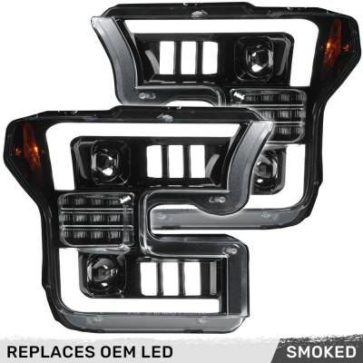 Recon - Recon 264290LEDXBKC LED Projector HeadLights Smoked Lens 15-17 Ford F150