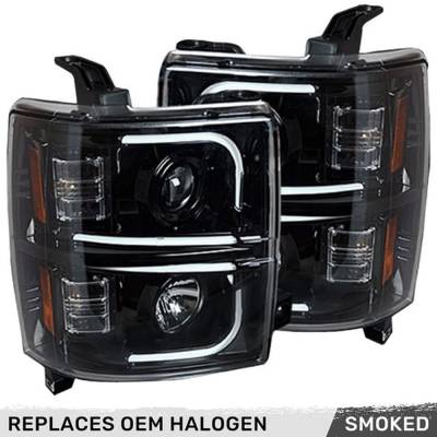 Recon - Recon 264296BKC Projector HeadLights Smoked Lens 14-19 Silverado HD