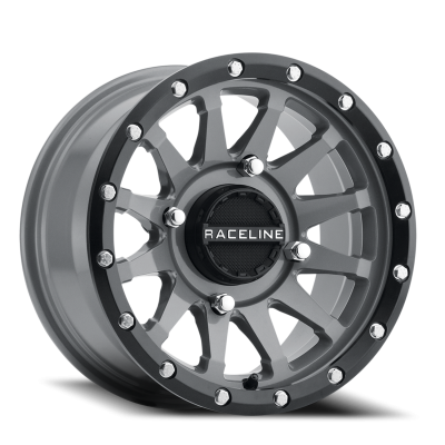 Raceline Wheels - Raceline Wheels A95SG-47011+10 Trophy UTV A95SG 14x7 4x110 10mm Stealth Gray