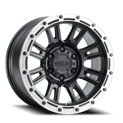 Raceline Wheels - Raceline Wheels Compass 956BS 17x9 8x6.5 -12mm Satin Black/Silver 956BS-79080-12