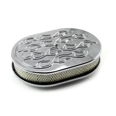 Speedmaster - Speedmaster PCE104.1005.05 12"x2" Oval Flamed Pol Alu. Air Cleaner Kit