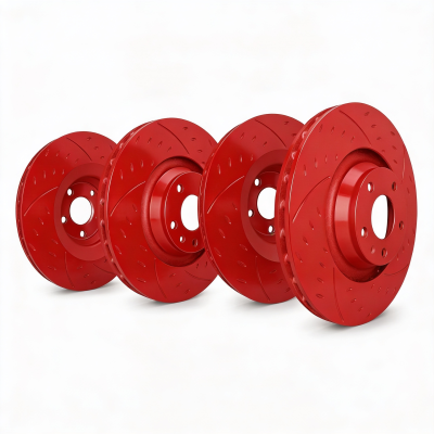 SP Performance - SP Perf. KT-FRR-D-R-008792 Red Diamond Slot Brake Rotor Kit for 11-14 200