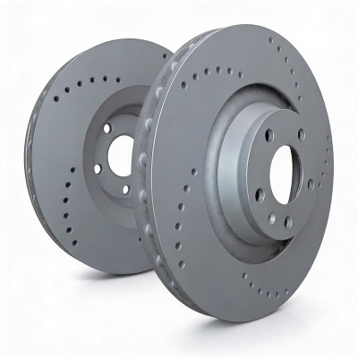 SP Performance - SP Performance C55-179 Cross Drilled GREY Zinc Rear Rotors 13-19 Cadillac XTS