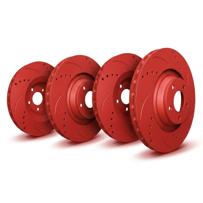 SP Performance - SP Perf. KT-FRR-F-R-008772 Red Drill/Slot Brake Rotor Kit for 11-14 200