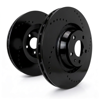 SP Performance - SP Performance C54-044-B Cross Drilled Black Zinc Front Rotors 97-99 Expedition