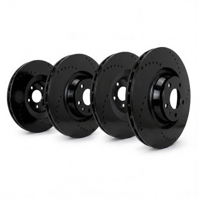 SP Performance - SP Perf KT-FRR-C-B-014365 Cross Drilled Black Rotors for 10-24 Stingray/Camaro