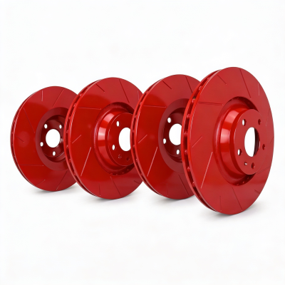 SP Performance - SP Perf. KT-FRR-T-R-008776 Red Slotted Brake Rotor Kit for 11-14 Chrysler 200