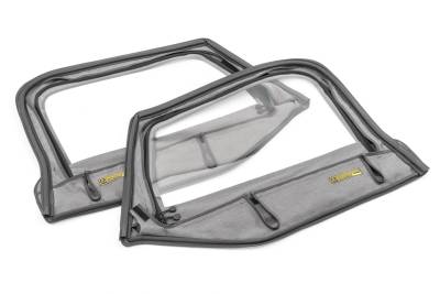 MasterTop - MasterTop 16019235 Fabric Upper Door Skins Black Diamond for 97-06 Wrangler TJ