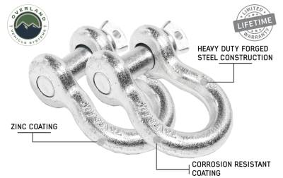 Overland Vehicle Systems - Overland Vehicle Systems 19010205 Recovery D-Ring Bow Shackle vs Soft Shackle