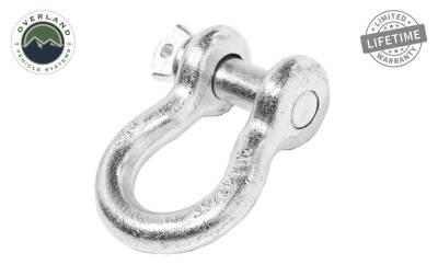 Overland Vehicle Systems - Overland Vehicle Systems 19019905 Recovery Shackle 3/4 4.75 Ton Zinc D-Ring