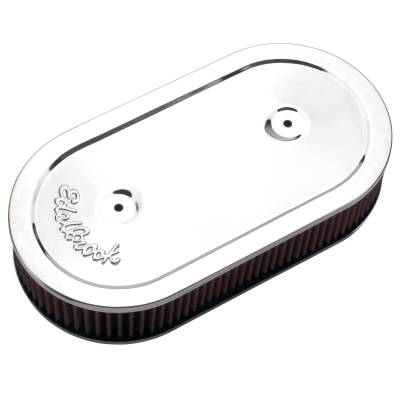 Edelbrock - Edelbrock 1236 Pro-Flo Chrome Oval Air Cleaner Single 4-Bbl Carb 2.5" Cotton
