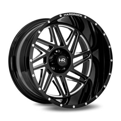Hardrock Offroad - Hardrock Offroad H501 Bones 24x14 5x112 40mm Black/Milled H501-241485176BM