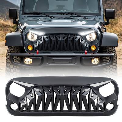 AMERICAN MODIFIED - AMERICAN MODIFIED AMJPAA00142 Shark Grille w/LED Eyebrow DRL/Turn for Jeep JK