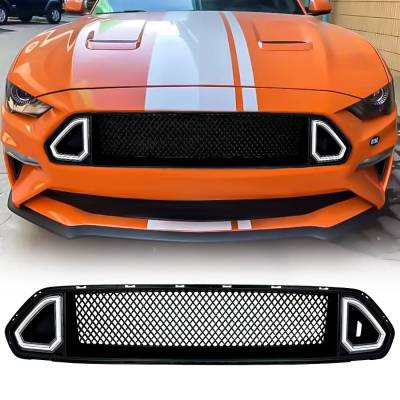 AMERICAN MODIFIED - AMERICAN MODIFIED AMFMCA00607 Front Mesh Upper Grille LED DRL/Turn 18-23 Mustang
