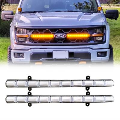 AMERICAN MODIFIED - AMERICAN MODIFIED AMFMAA00185 LED Grille DRL w/Sequential Turn Signal Clear Lens