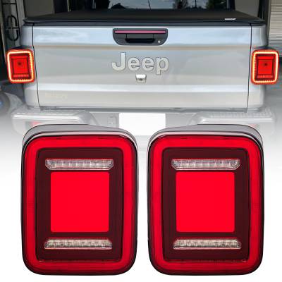 AMERICAN MODIFIED - AMERICAN MODIFIED AMJPEC00203 Red LED Tail Lights for 20+ Jeep Gladiator JT