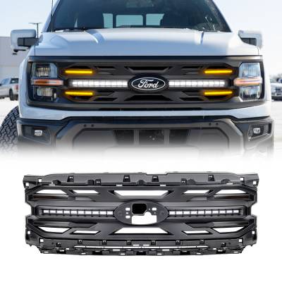 AMERICAN MODIFIED - AMERICAN MODIFIED AMFMAA00193 M-BLK OE Emblem Armor Grille/Amber DRL 24-26 F150